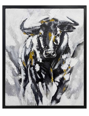Pintura bull técnica mixta Jackies Mirrors Animalart