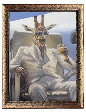 Pintura Un Trago En El Safari técnica óleo Lune Art Gallery Animalart
