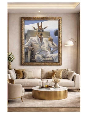 Pintura Un Trago En El Safari técnica óleo Lune Art Gallery Animalart