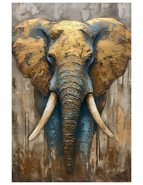 Cuadro decorativo generica animal elefante ocre 90 x 122 cm