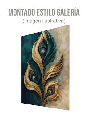 Cuadro decorativo Generica Plumaje Turquesa y Oro