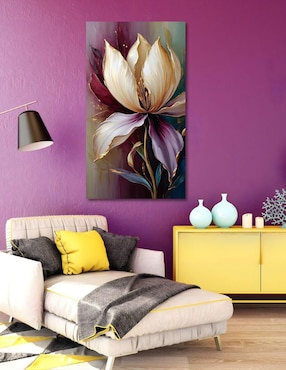 Cuadro decorativo Generica Botánica Petálos Oro y Púrpura