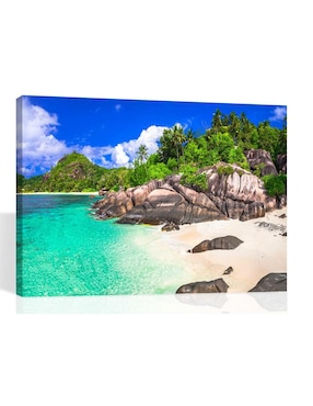 Cuadro Decorativo Canvas Pixelarte Naturaleza Playa Seychelles Rectangular