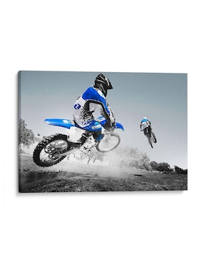 Litografía Canvas Lab Motocross Azul Técnica Impresión