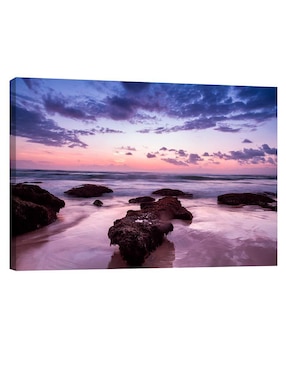 Cuadro Decorativo Pixelarte Naturaleza Playas Rocas Atardecer