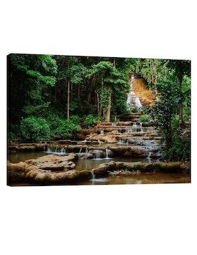 Cuadro Decorativo Pixelarte Naturaleza Cascada Verde Tailandia