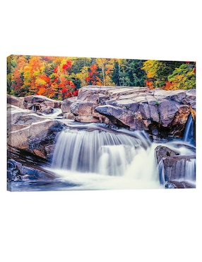 Cuadro Decorativo Pixelarte Cascada Otoño Rioswift