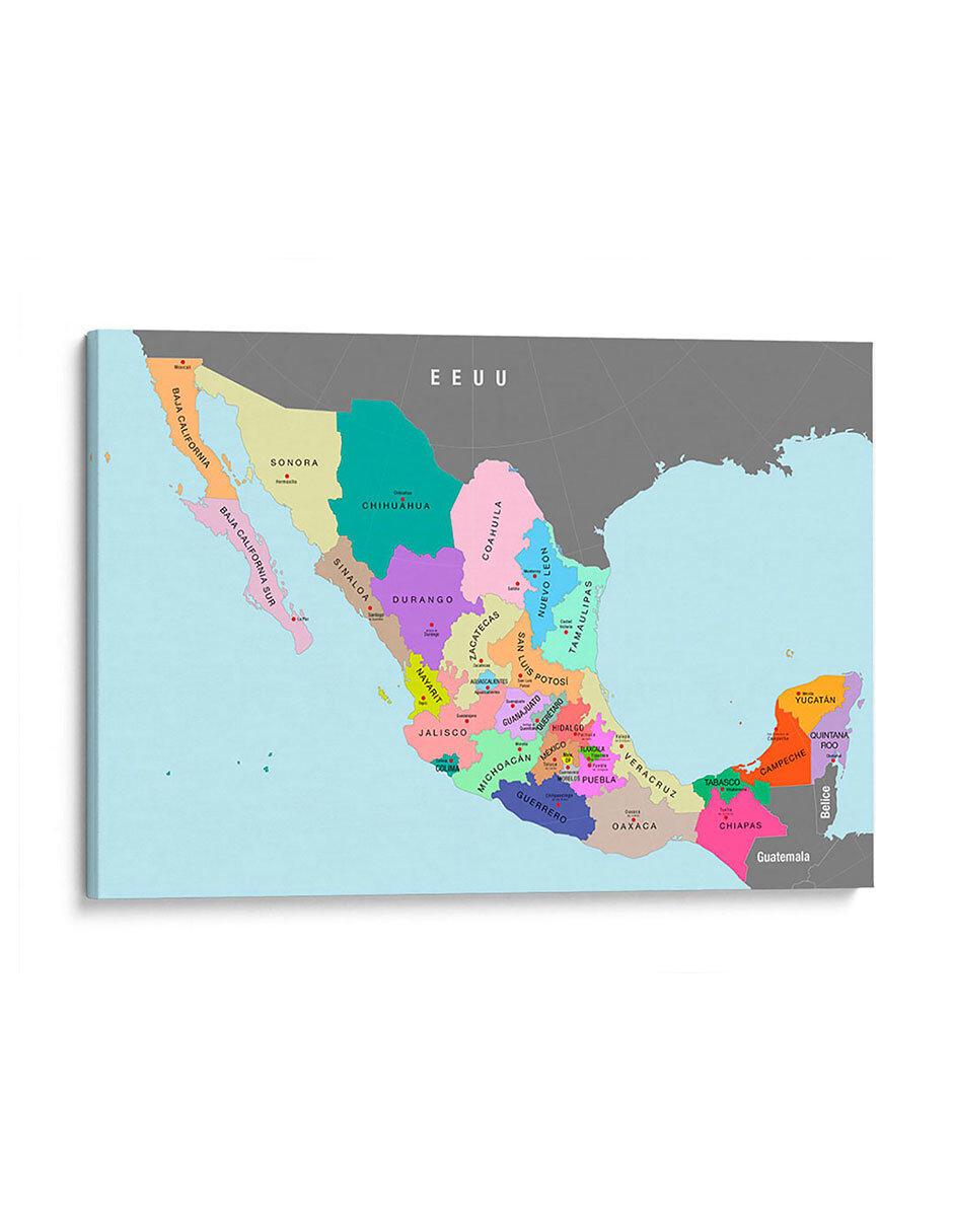Litografía División política de la República Mexicana técnica Impresión