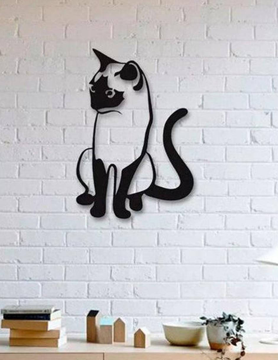 Figura decorativa de gato de madera 4