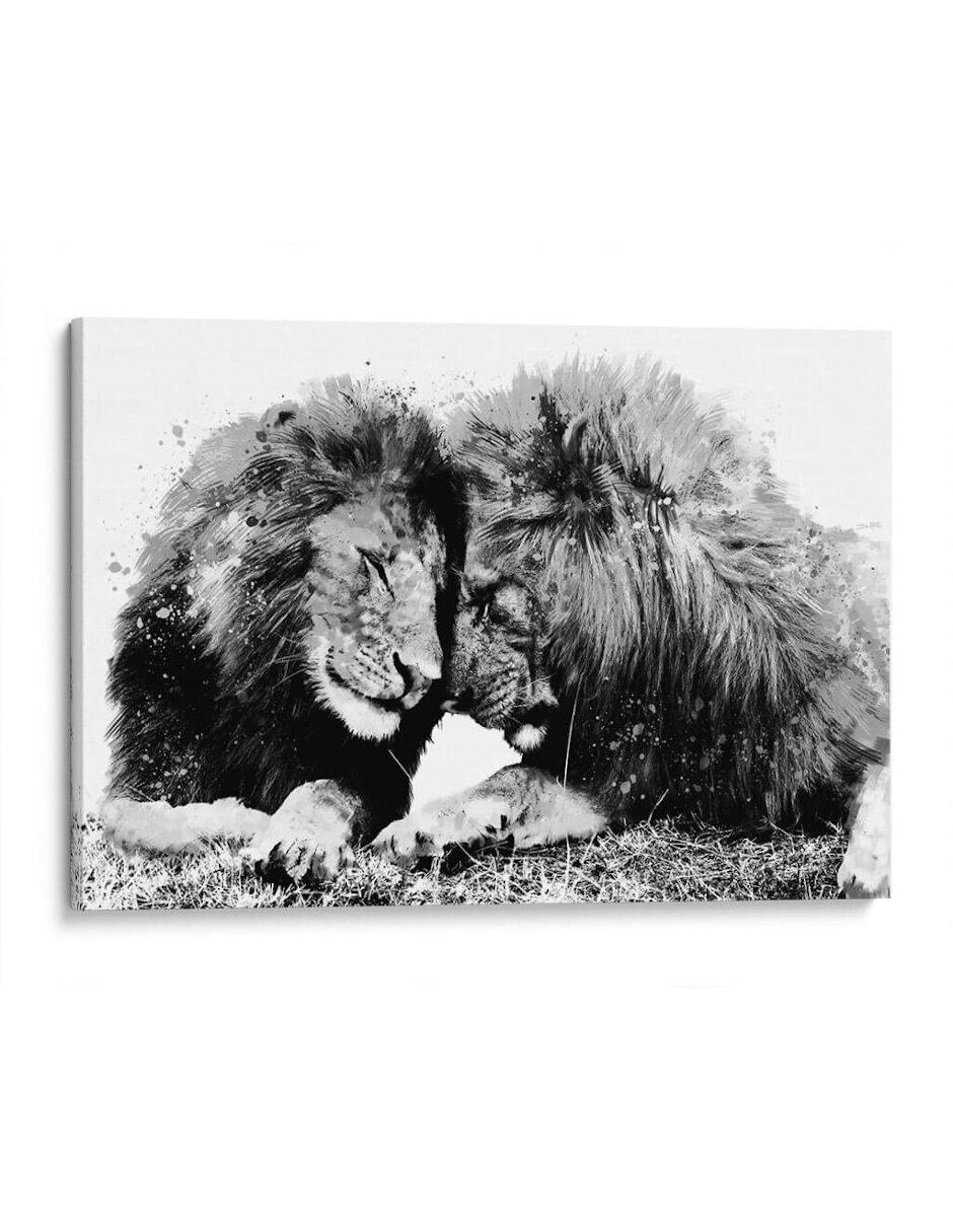Litografía Familia de Leones Bnw técnica Impresión