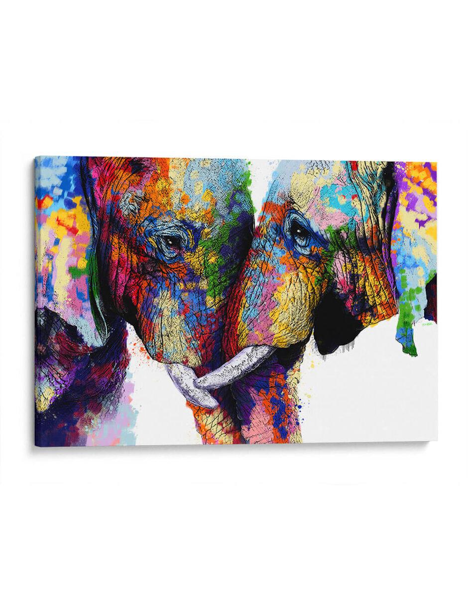 Cuadro Decorativo Canvas Elefantes Y Cebras