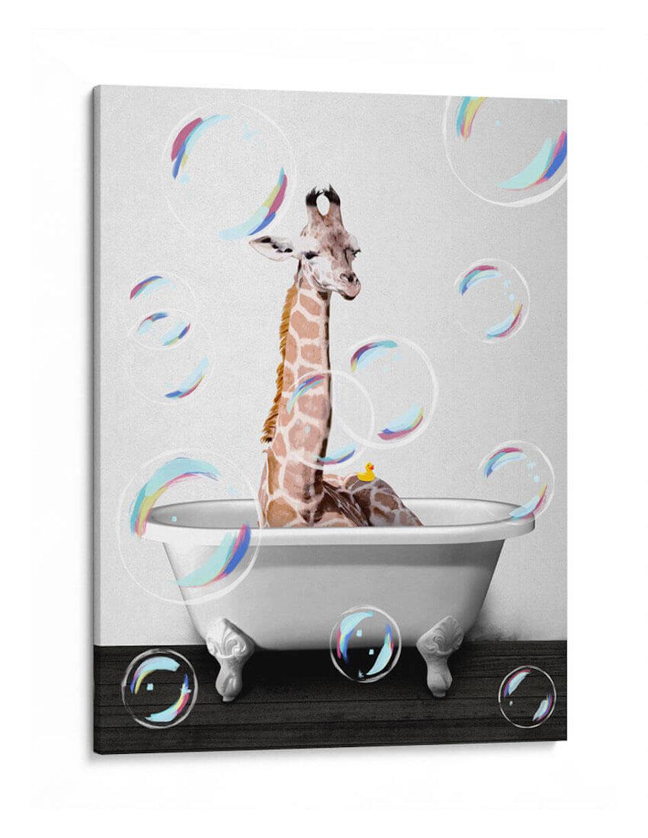Litografía Giraffe Bath Color Litografía Giraffe Bath Color