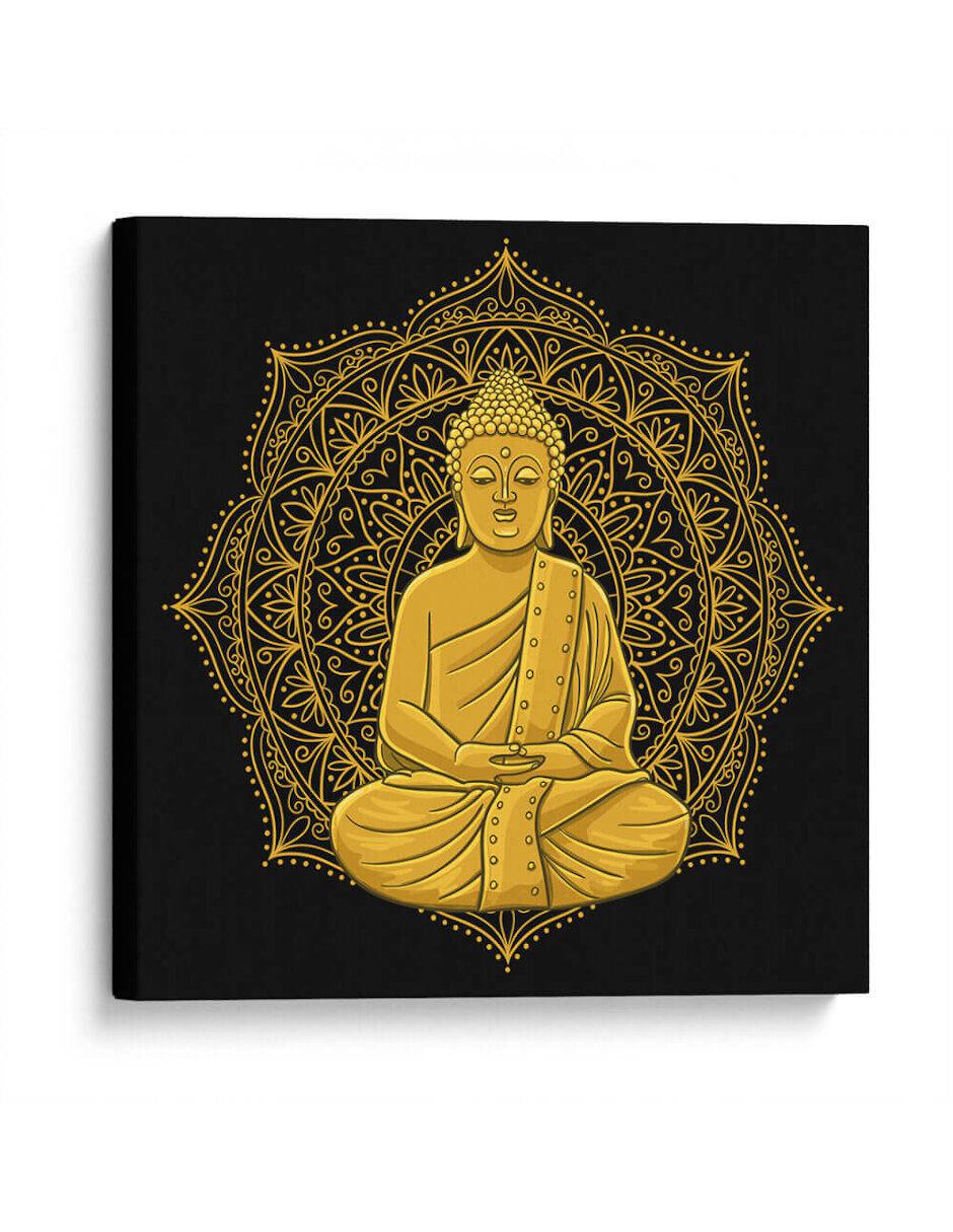 Litografía Buda Con Mandala Dorada Litografía Buda Con Mandala Dorada