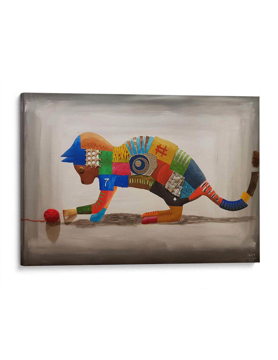 Litografía Gato Jugando Litografía Gato Jugando