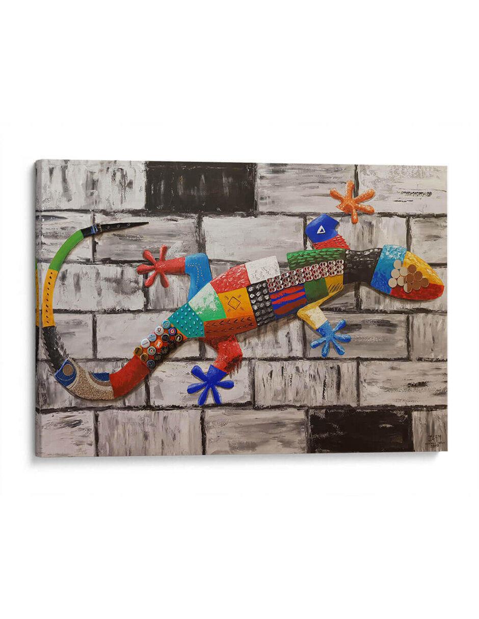 Litografía Gecko En La Pared Litografía Gecko En La Pared
