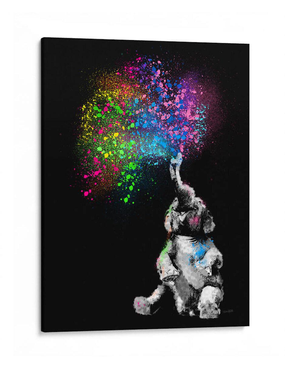 Litografía Baby Elephant Color Shower Black