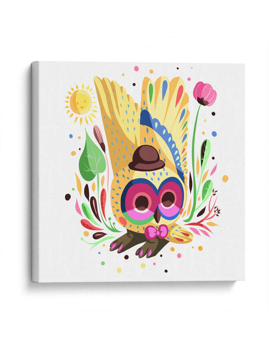 Litografía Buho De Colores Litografía Buho De Colores