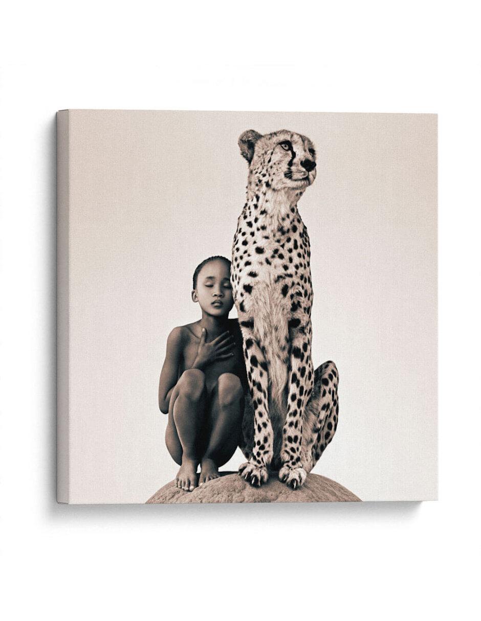 Litografía Niña Y Leopardo Litografía Niña Y Leopardo