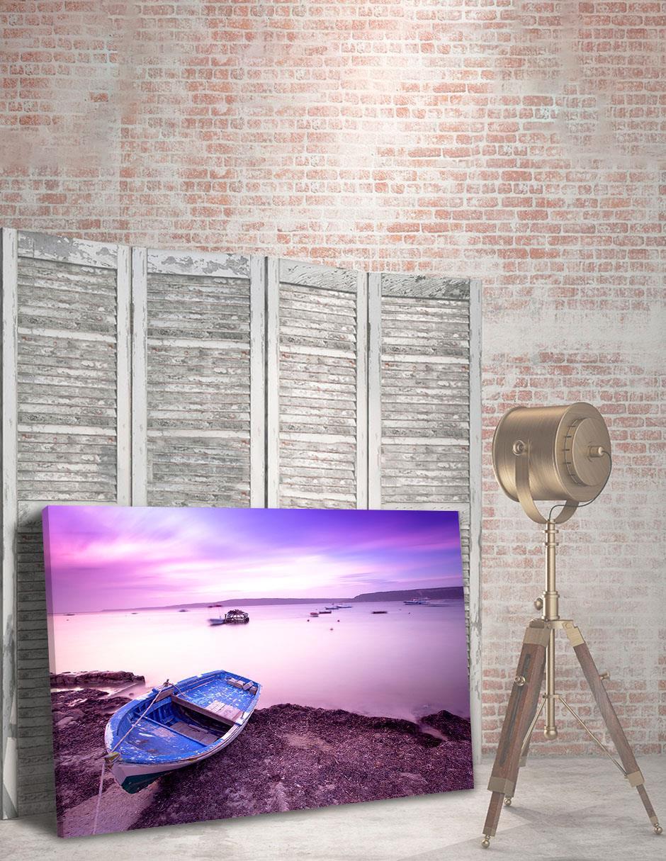 Cuadro Decorativo Canvas Naturaleza playa y bote en costa 4