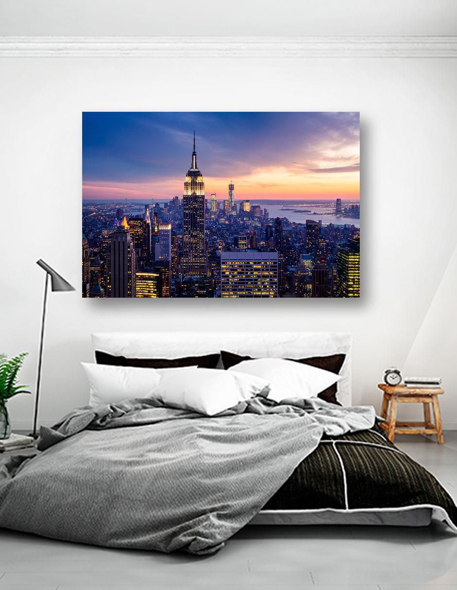 Cuadro decorativo Pixelarte Nueva York Empire State De Noche