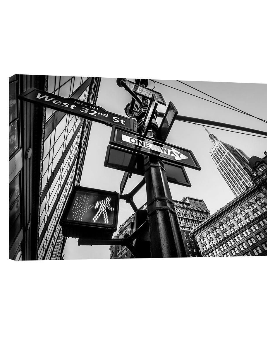 Cuadro decorativo Pixelarte Letrero y Edificios New York