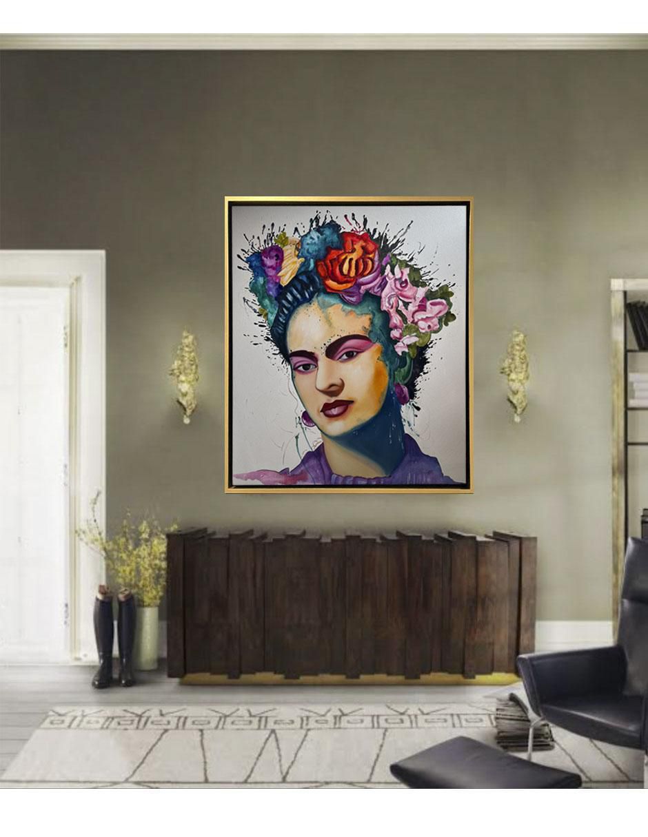 Pintura Frida Kahlo técnica mixta 4