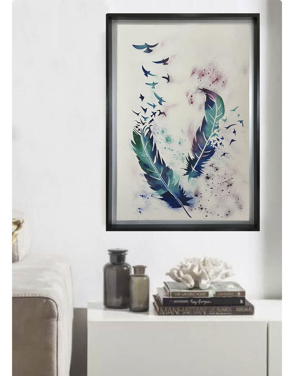 Pintura Magic Feathers técnica acrílico 2