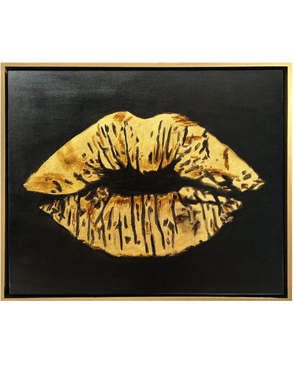 Pintura Gold Lips técnica mixta