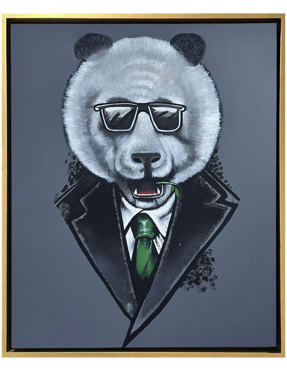 Pintura Mr. Panda técnica mixta Milleniart