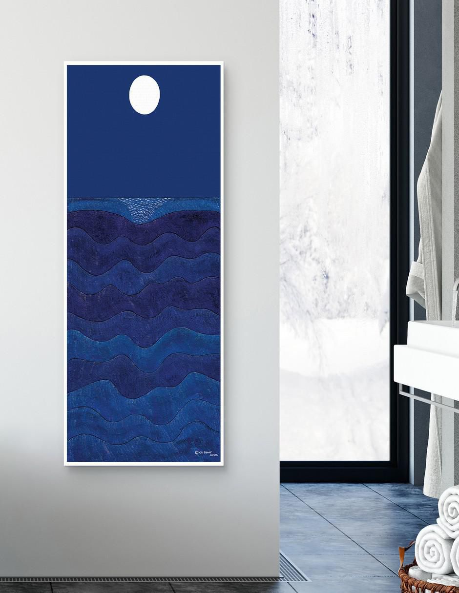 Pintura Paisaje de Luna Llena técnica mixta 2