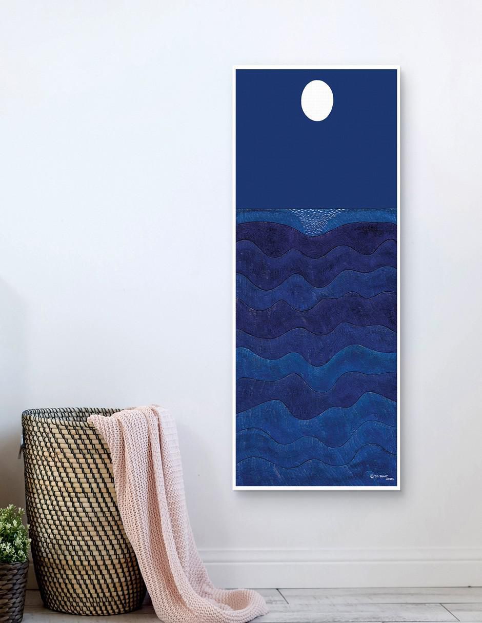 Pintura Paisaje de Luna Llena técnica mixta 3