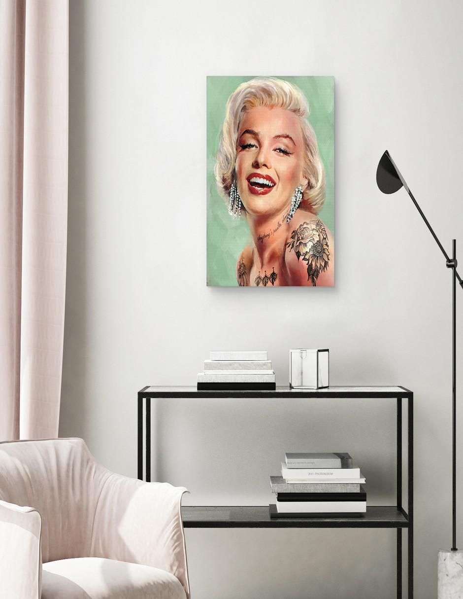 Pintura Marilyn Tatuada técnica mixta 2