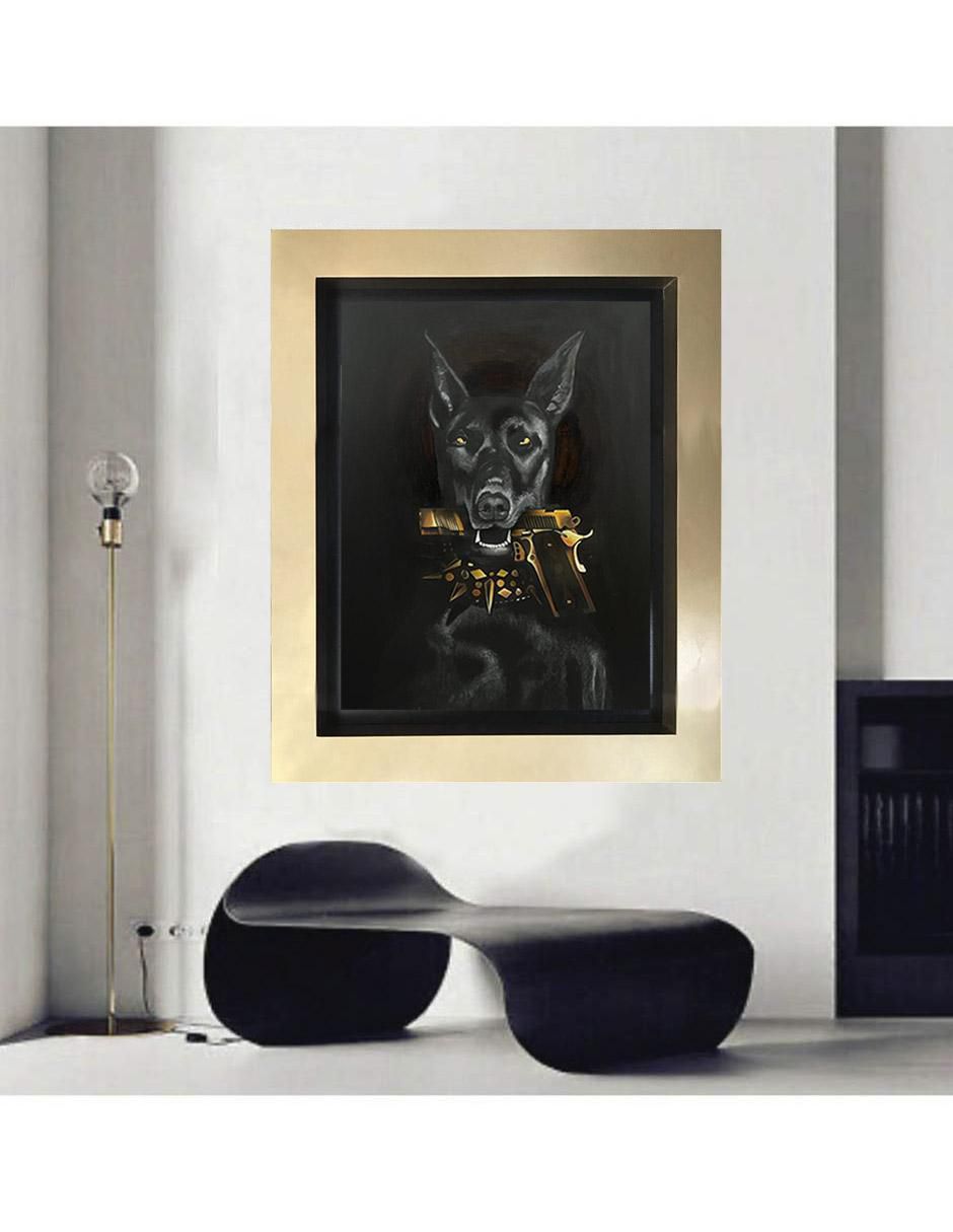 Pintura Bad Dog técnica mixta Animal Art 2
