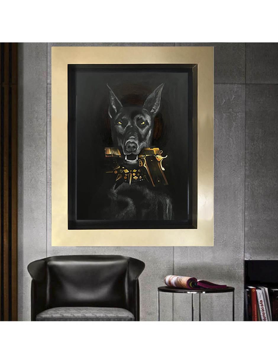 Pintura Bad Dog técnica mixta Animal Art 4
