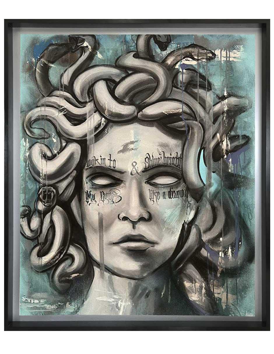 Pintura Medusa técnica mixta Mitología