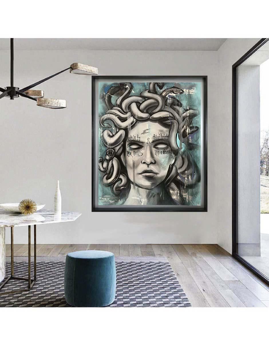 Pintura Medusa técnica mixta Mitología 3