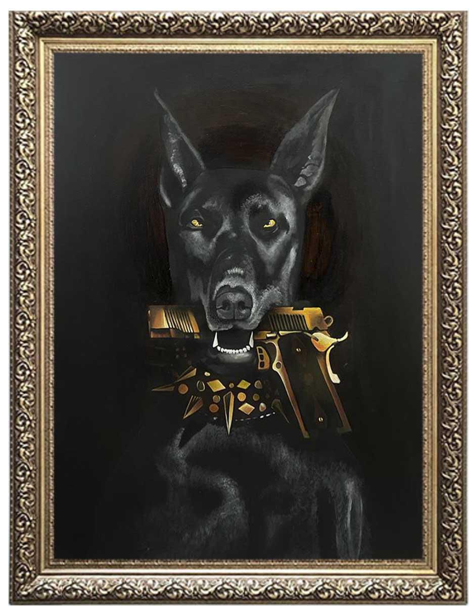 Pintura Bad Dog técnica mixta AnimalArt