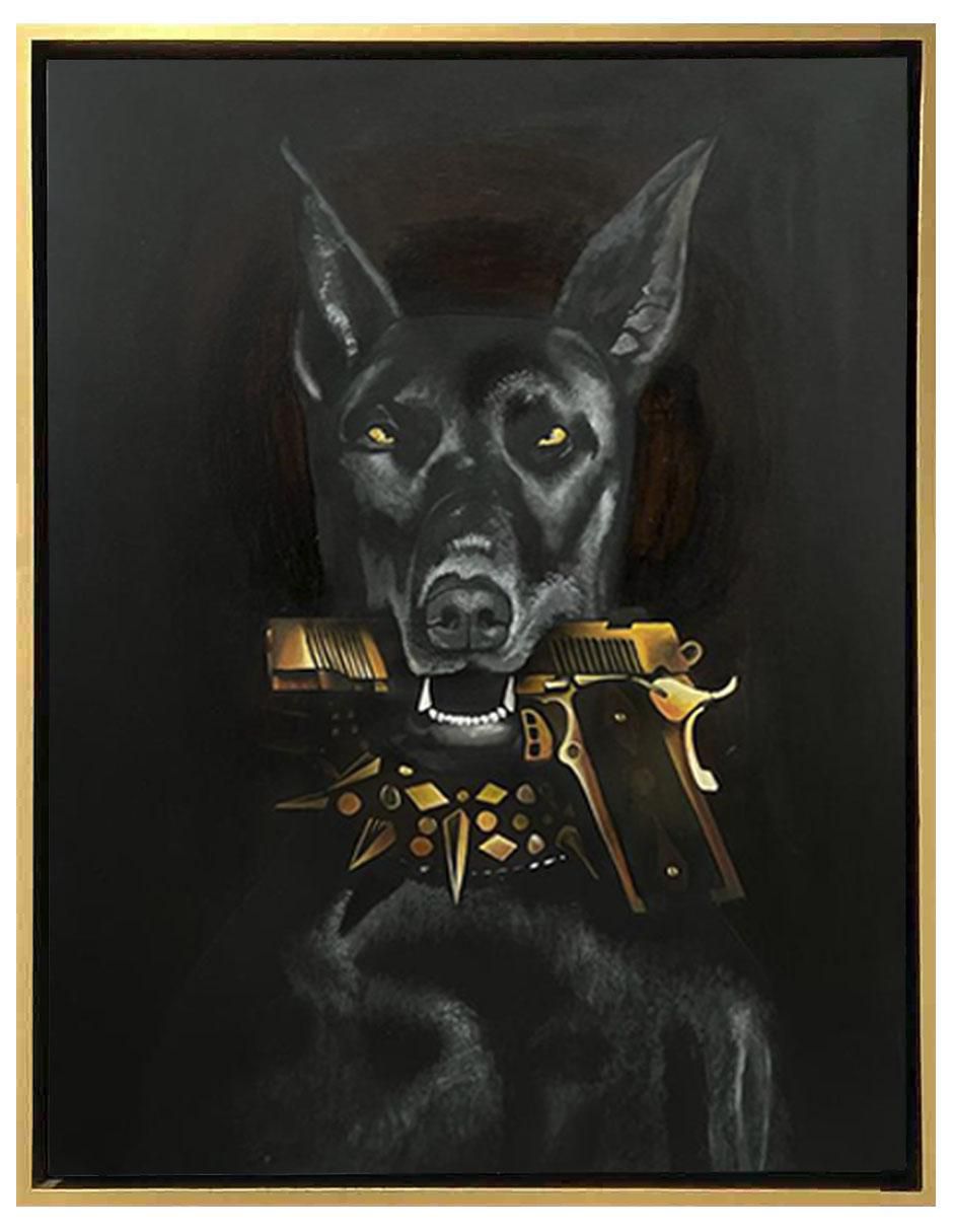Pintura Bad Dog técnica mixta AnimalArt