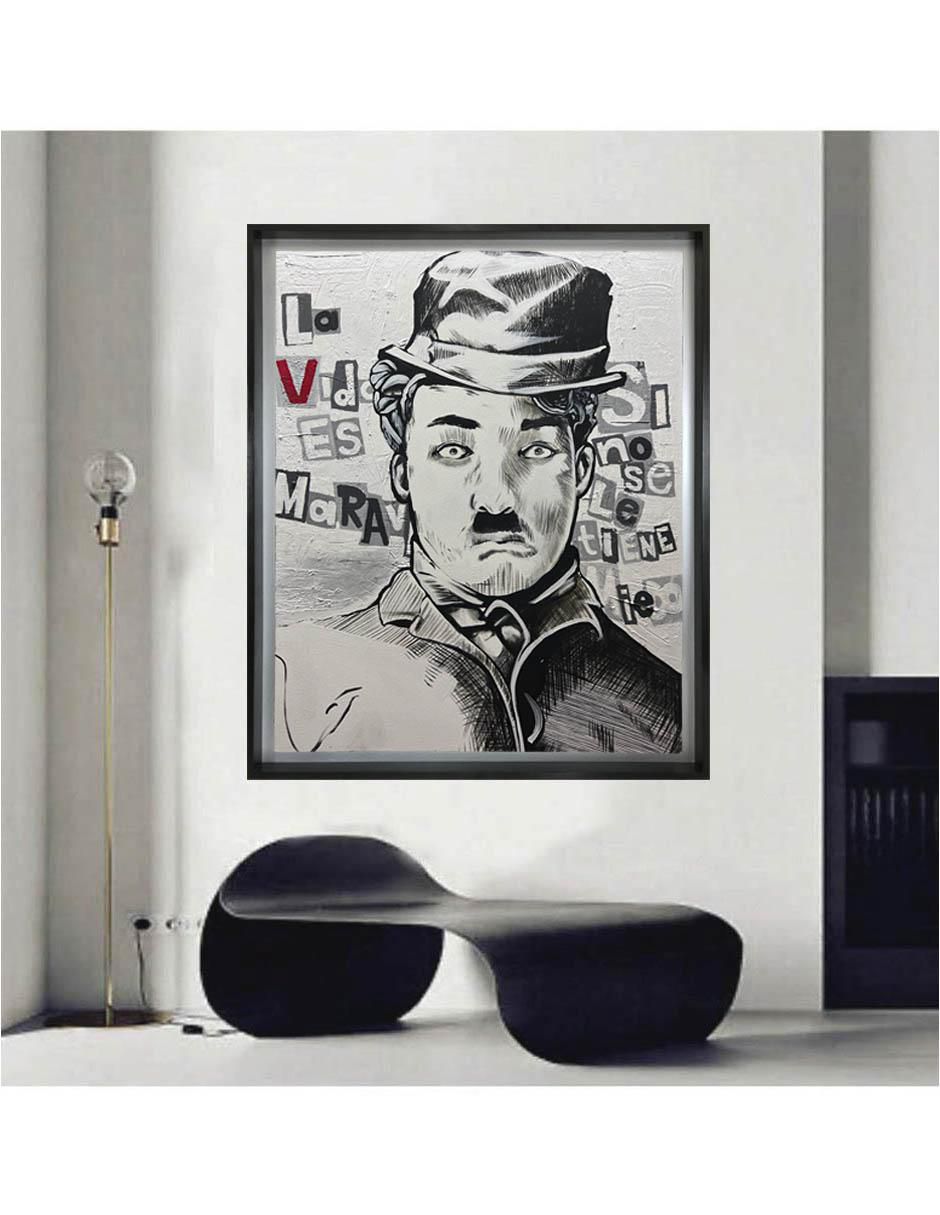 Pintura Charles Chaplin técnica acrílico MilleniArt 3