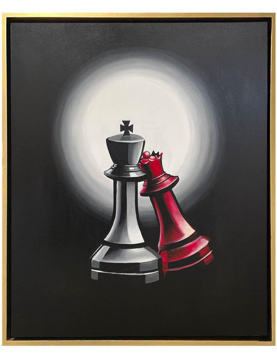 Pintura Queen & King técnica acrílico Ajedrez