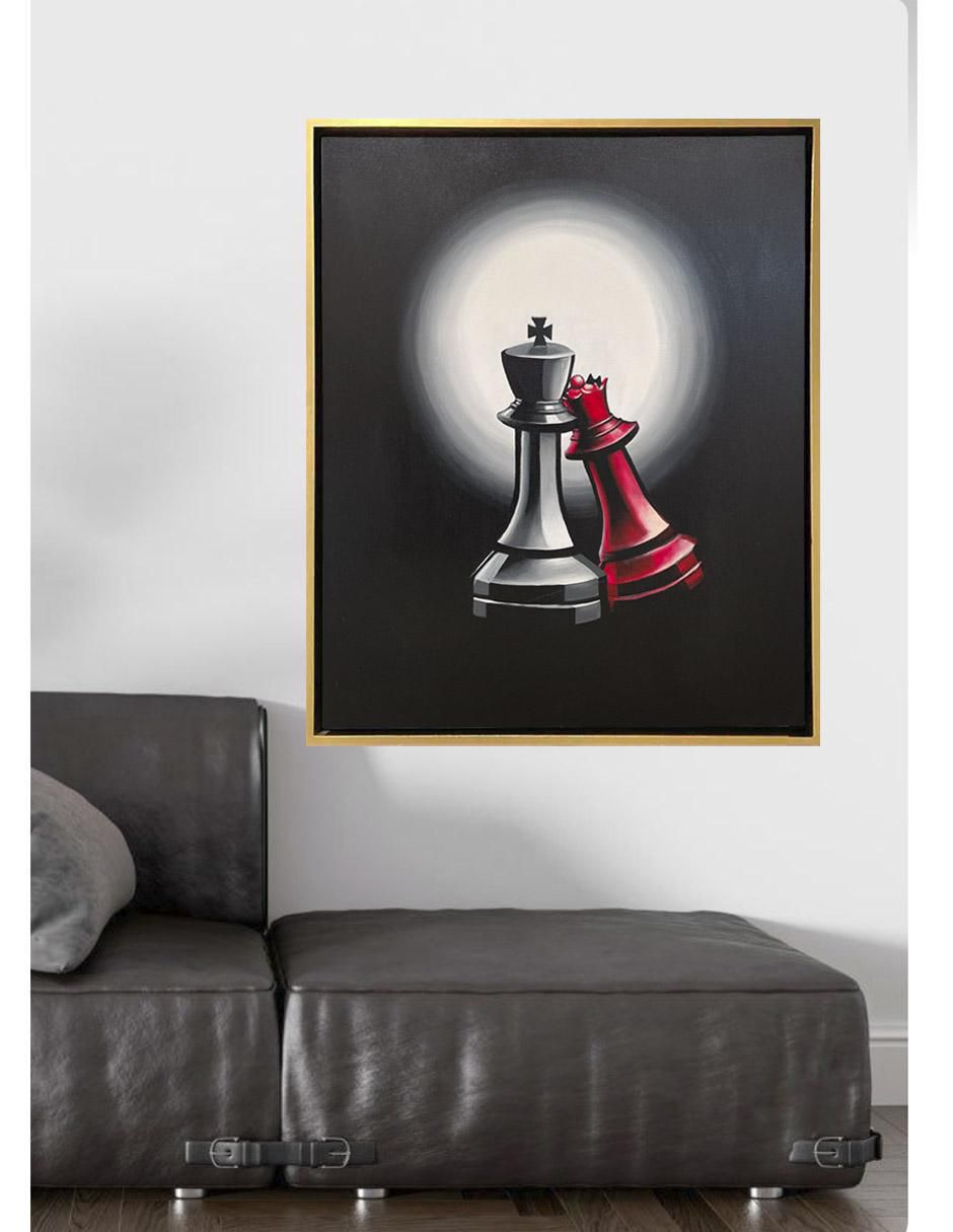 Pintura Queen & King técnica acrílico Ajedrez 3