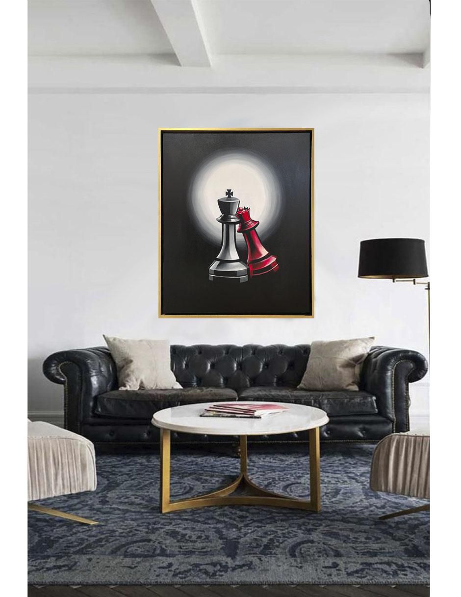 Pintura Queen & King técnica acrílico Ajedrez 4
