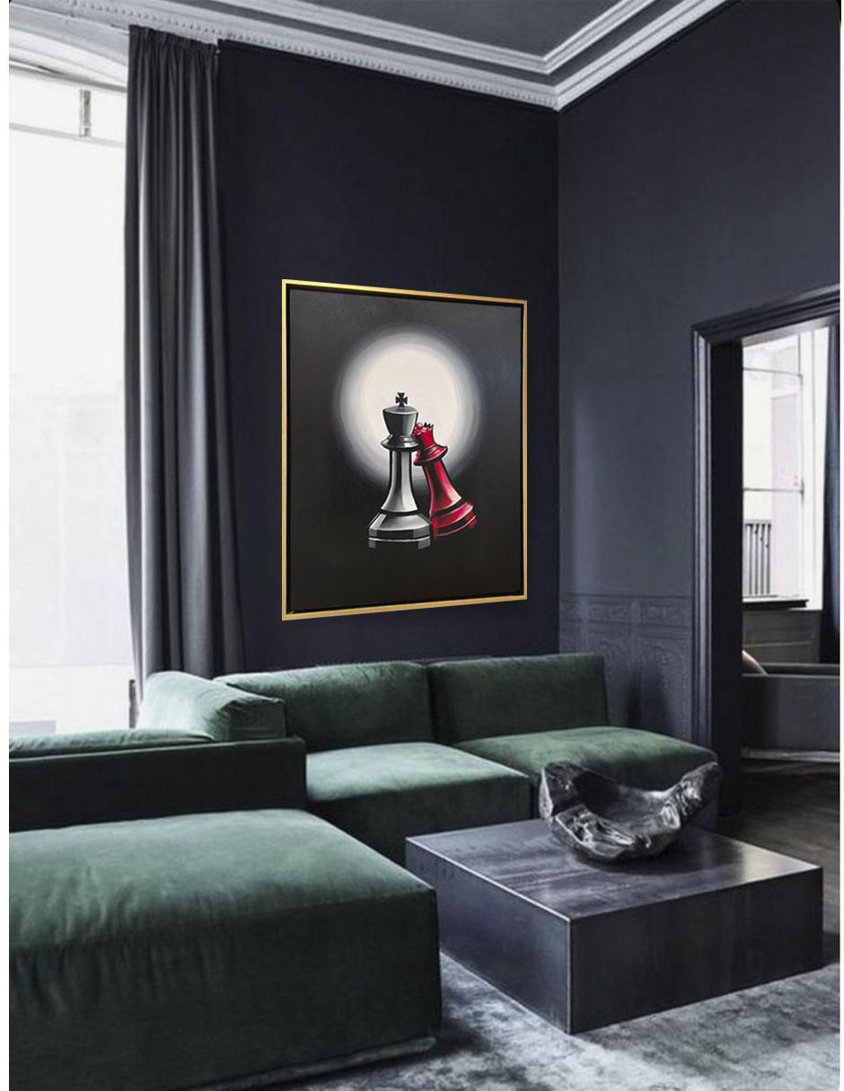 Pintura Queen & King técnica acrílico Ajedrez 5