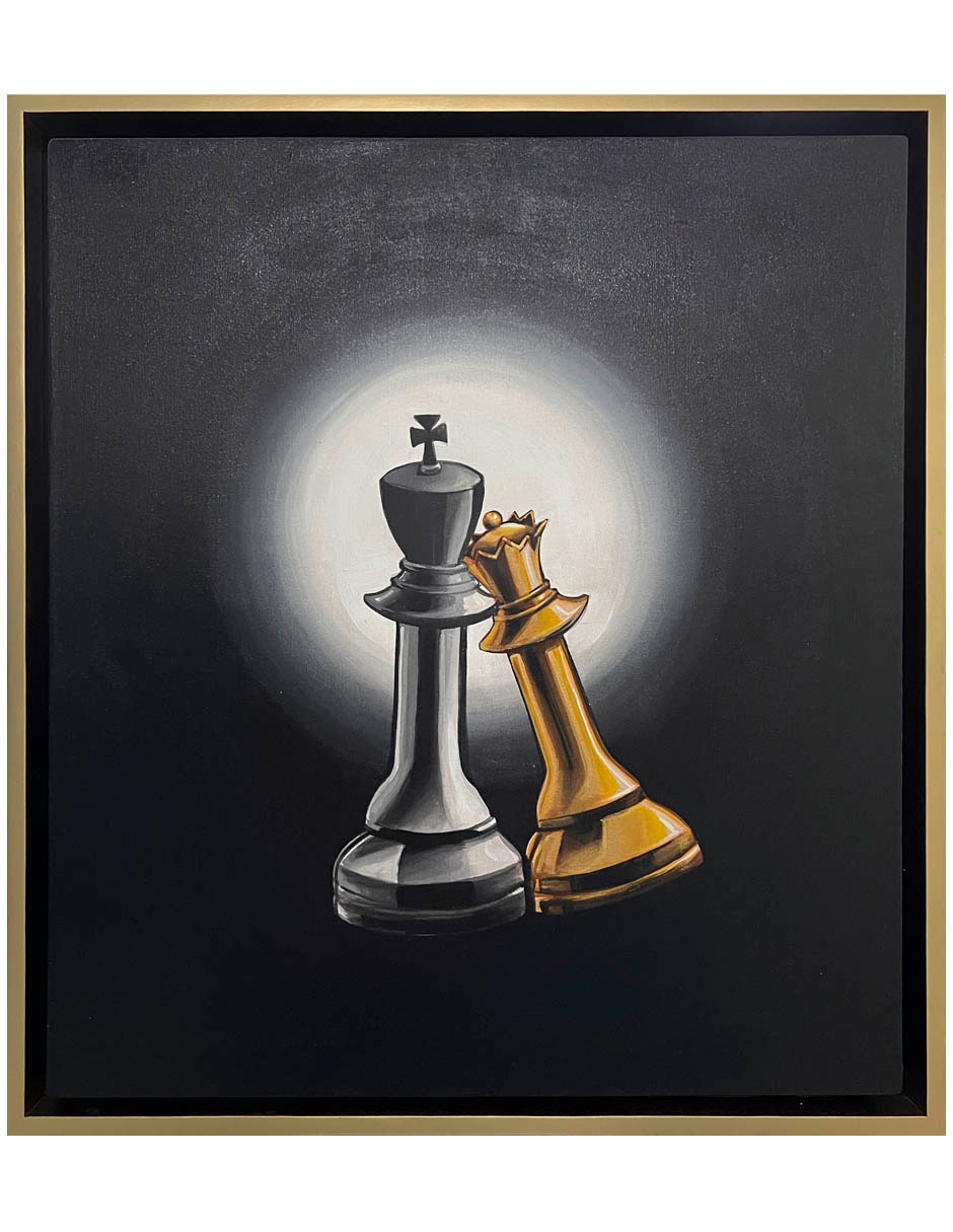 Pintura Queen & King técnica acrílico Ajedrez