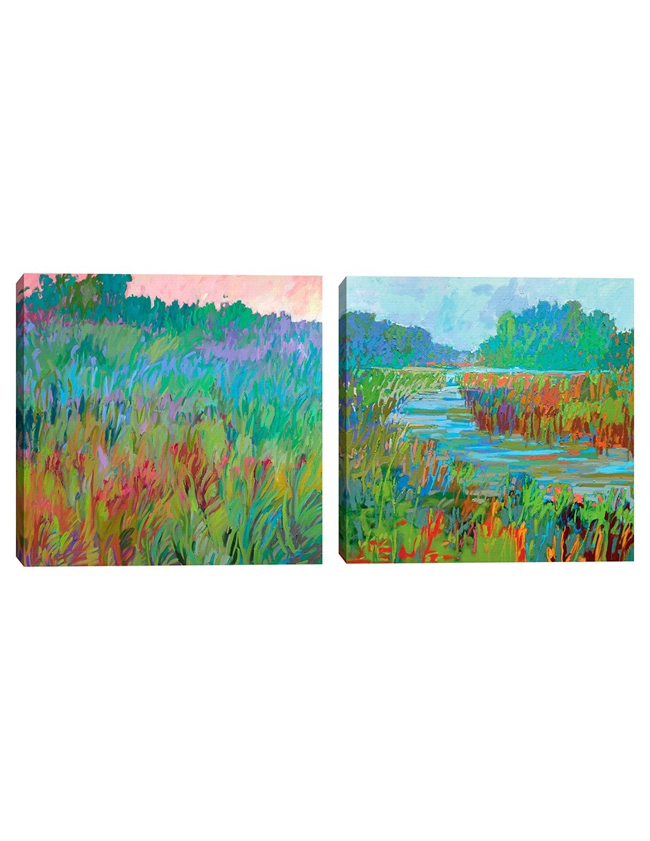Pintura Verdes de primavera técnica mixta