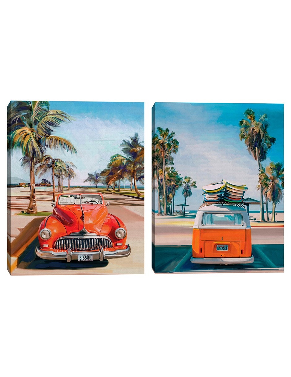 Pintura Dia de Playa Retro I técnica mixta