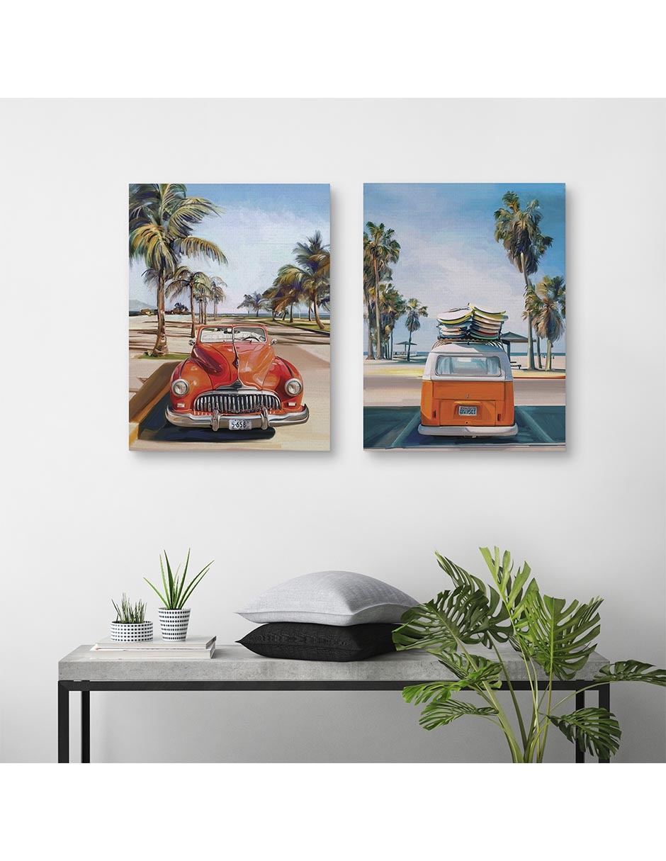 Pintura Dia de Playa Retro I técnica mixta 2