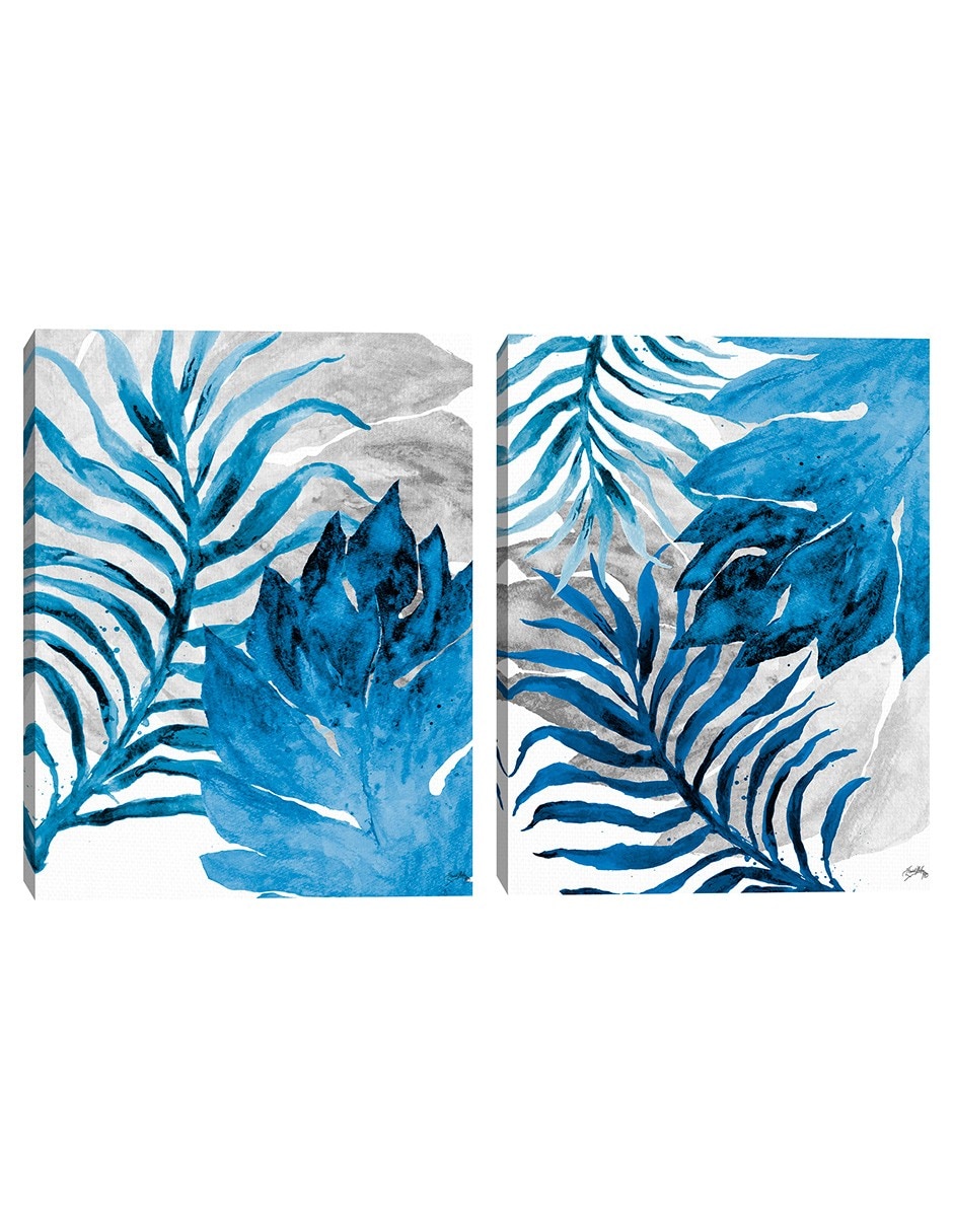 Pintura Helecho azul y hoja técnica mixta
