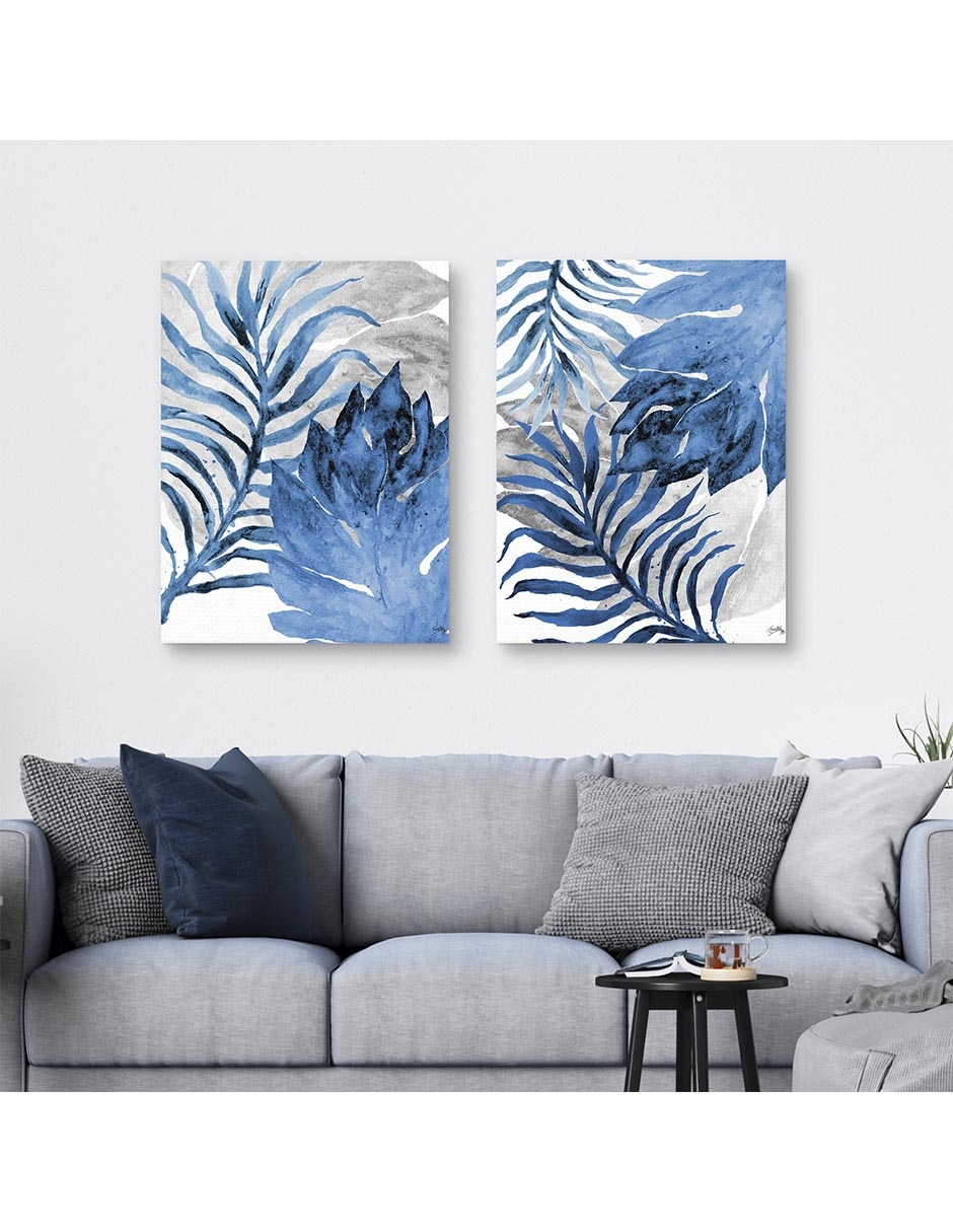 Pintura Helecho azul y hoja técnica mixta 2