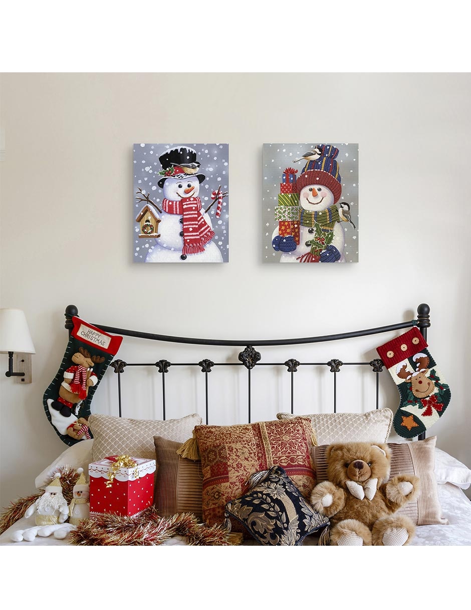 Pintura Muñeco de nieve técnica mixta 2